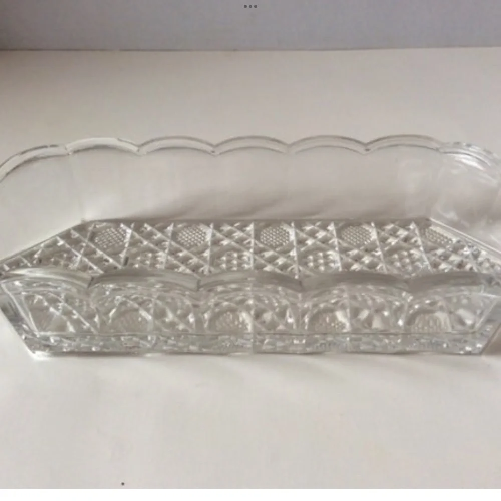 Vintage Dish Glass Leaded Crystal Candy Dish Trinket Dish Jewelry Tray Cut Glass